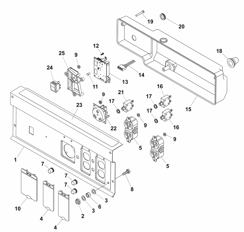Control Panel Diagram and Parts List for 030792-02  Briggs and Stratton Generator